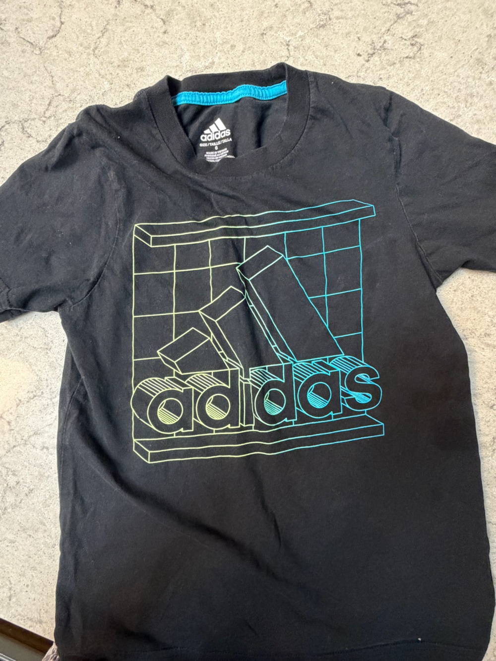 adidas Black Tee with White Logo Print